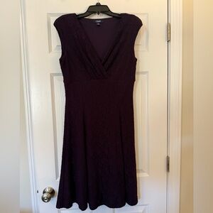 CHAPS, Plum cap sleeves dress.